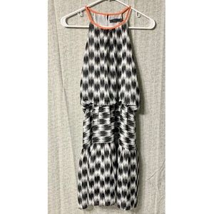 THML Sleeveless Halter Dress Black White Orange